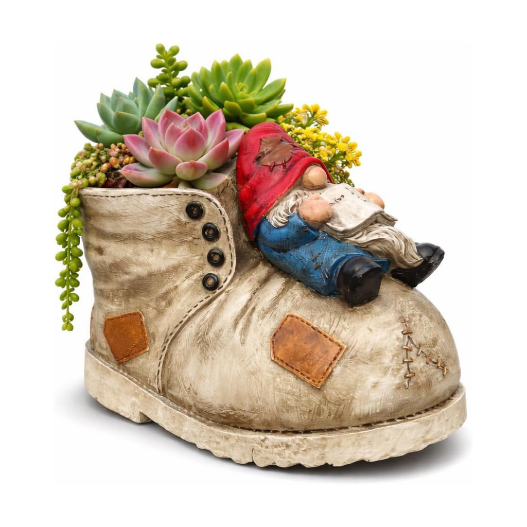 Cute Planter Gnome Plant Pots for Succulent Unique Resin Flower Pot with Drainage Hole Funny Gifts for Plant Lovers