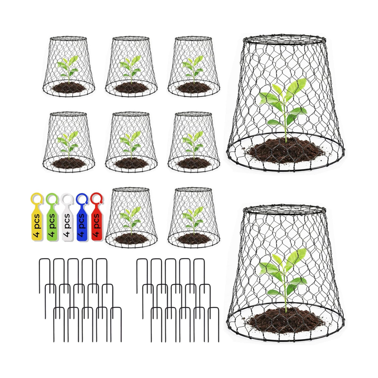 Garden Cloches for Plants, Outdoor Plant Protectors, 10 Pack, Dome | 9''x9” Breathable Mesh Close Top Seedling Plant