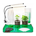 59Pcs Clear Nursery Pots Kits with Grow Light Includes 22 Pack 4'' Seed Starter Pots with Silicone Base & Lids, Clear