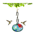 QFkris Blown Glass Hummingbird Feeder for Outdoors Hanging, Small Hummingbird Feeder with Flower Feeding Ports for Outside Garden Backyard Decor, Gifts for Women Mom(Green)
