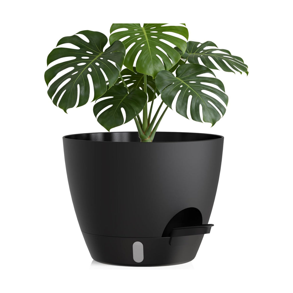 Plant Pots, 1 Pack 12 Inch Self Watering Pots with Drainage Holes, Water Level Indicator Deep Reservoir, Large Planters