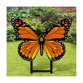 1 Pcs Orange Butterfly Metal Garden Stake 16.5'' Outdoor Decor