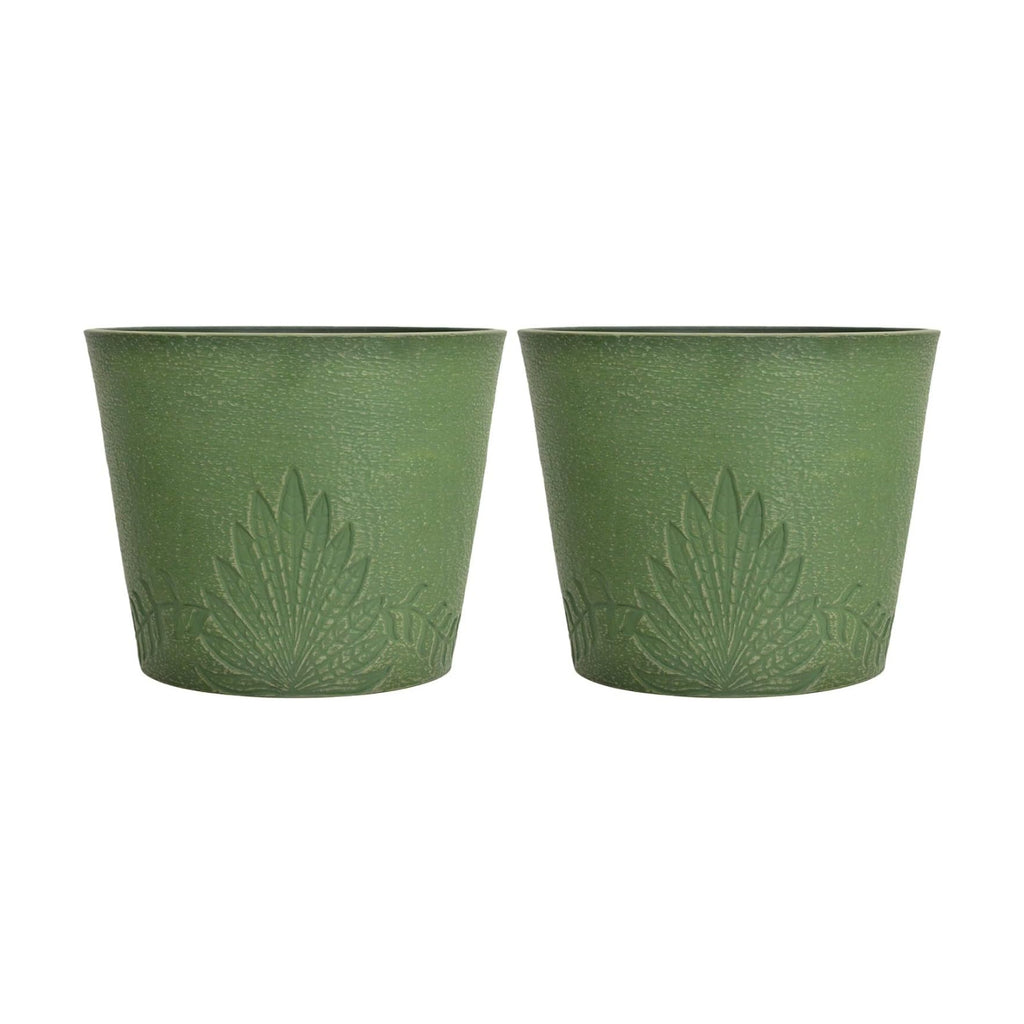 GreenShip 15 inch Large Planters for Outdoor Plants, Set of 2 | 7 gal, Large Indoor Planter, Recycled Resin & Stone