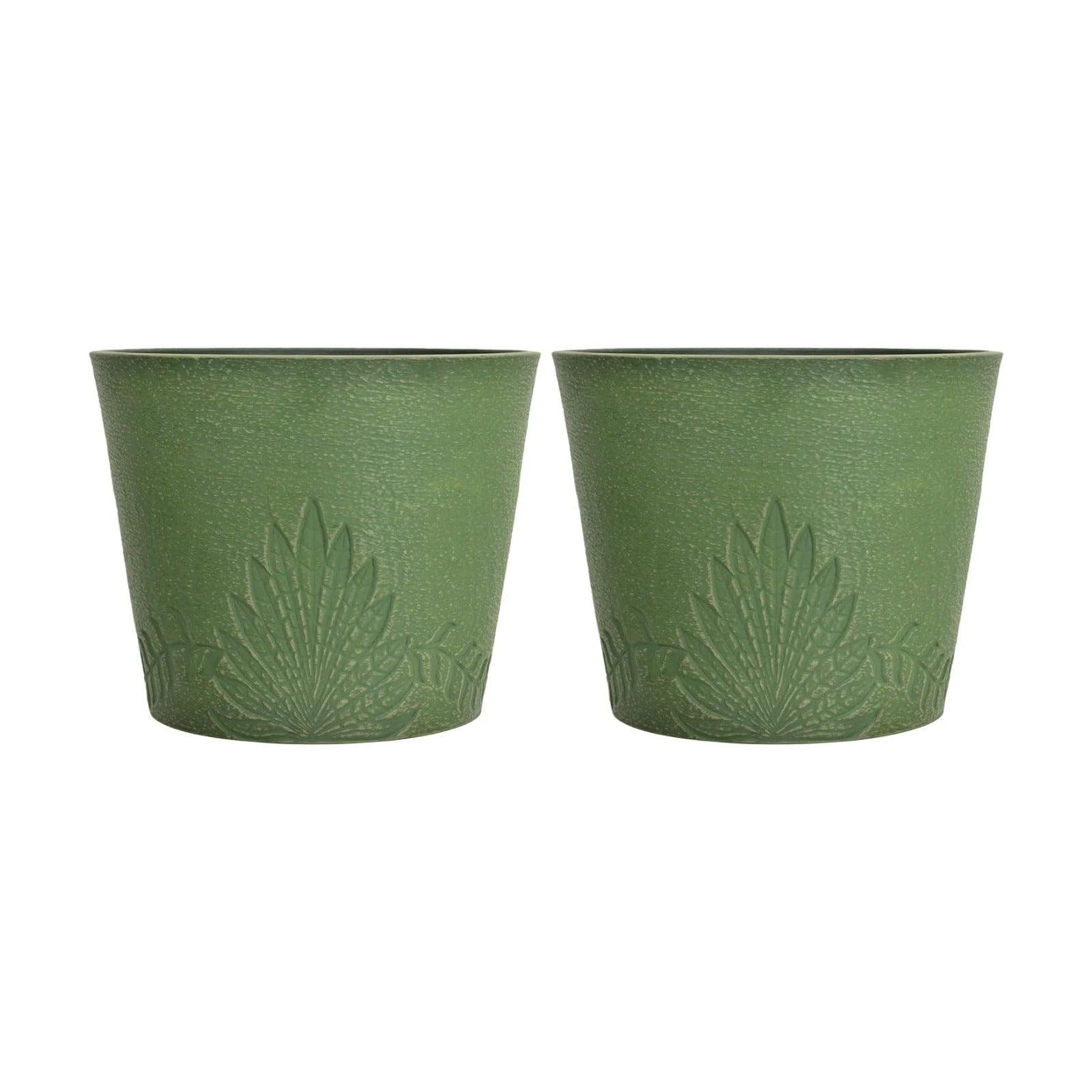 GreenShip 15 inch Large Planters for Outdoor Plants, Set of 2 | 7 gal, Large Indoor Planter, Recycled Resin & Stone
