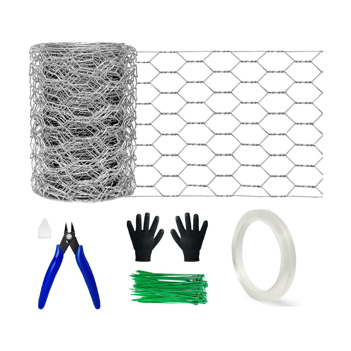 Floral Chicken Wire for Craft Kit, 4" x 158"Lightweight Chicken Wire for Floral Arrangement, Hexagonal Galvanized Chicken Wire Netting with Floral Tape, Plier,Tie,Gloves(Silver,4" x 158")