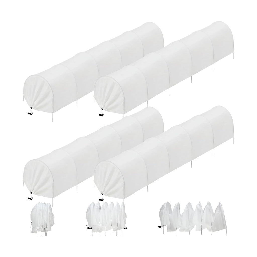 4 Pack 10ft Mini Garden Greenhouse Tunnel Net Cover | 2 in 1 Portable Frost Cloth Hoop Greenhouse Tunnel Quick-release