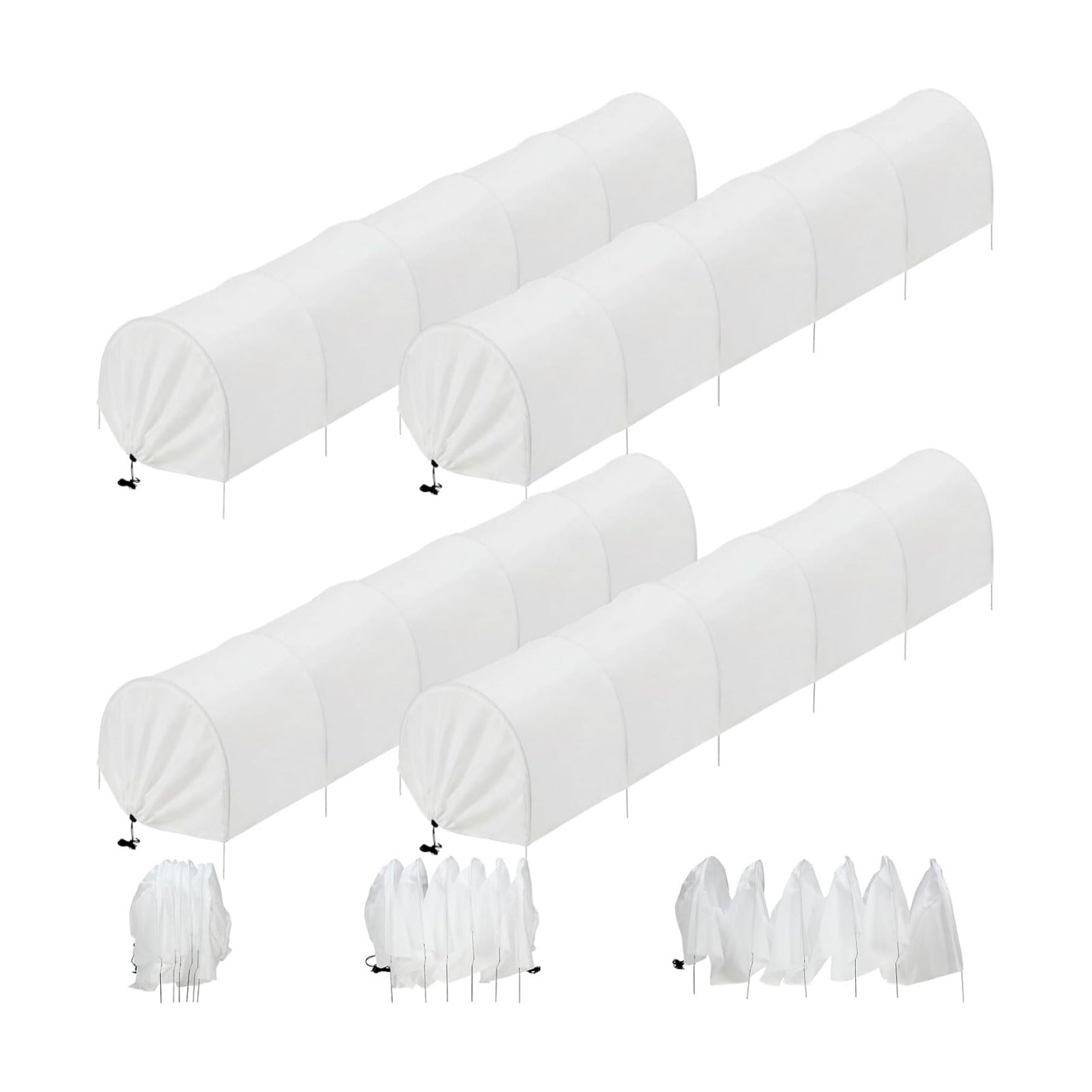 4 Pack 10ft Mini Garden Greenhouse Tunnel Net Cover | 2 in 1 Portable Frost Cloth Hoop Greenhouse Tunnel Quick-release