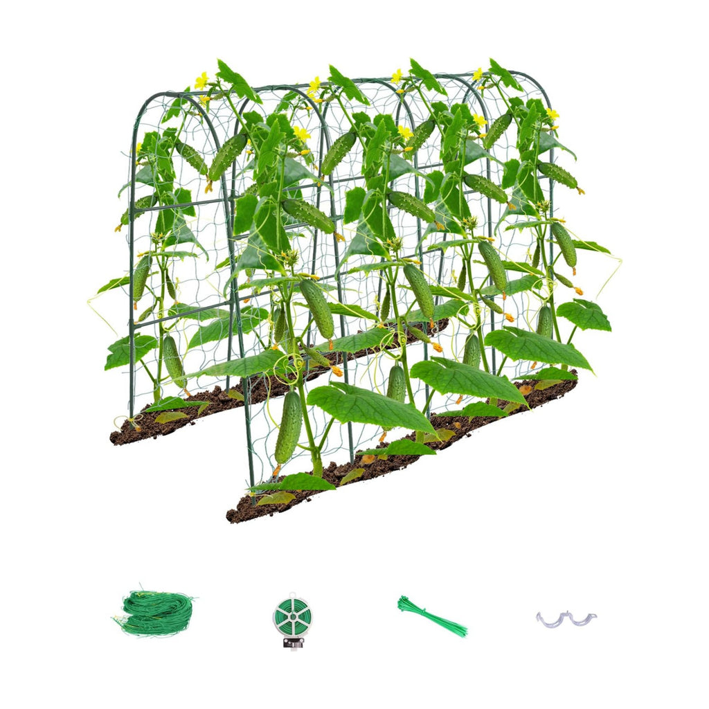 iGreely Cucumber Trellis for Raised Bed, U-Shape Garden Arch Metal Support for Climbing Plants, Metal Arch Vegetables