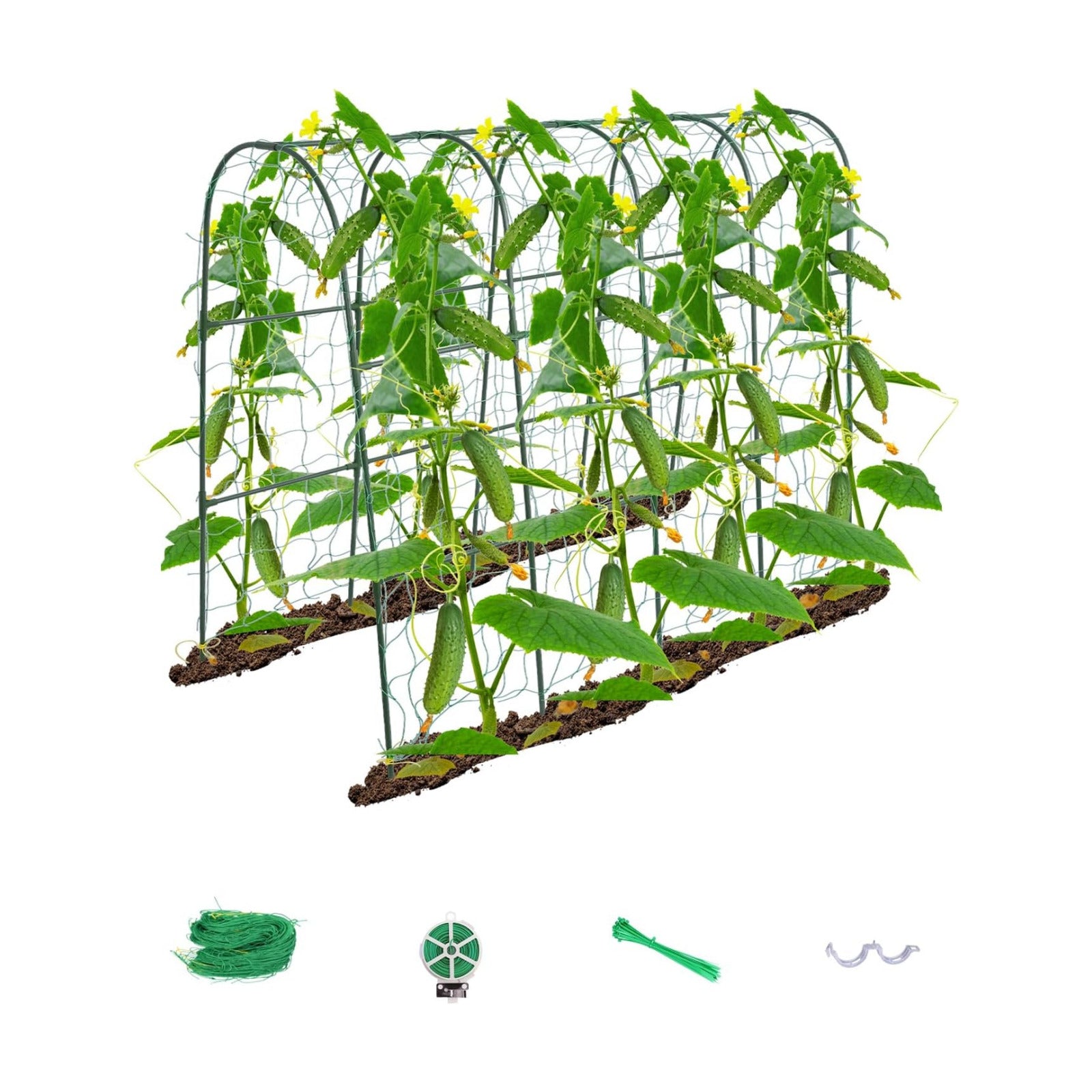iGreely Cucumber Trellis for Raised Bed, U-Shape Garden Arch Metal Support for Climbing Plants, Metal Arch Vegetables