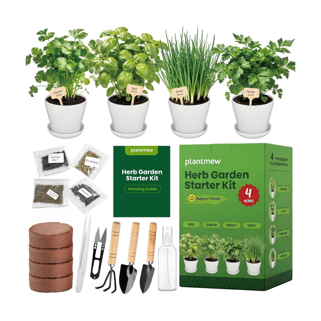 Indoor Herb Garden Starter Kit - Mothers Day Gifts - 4 Non GMO, Heirloom Culinary Herb Seeds, Unique Gardening Gift for Women, Mom, Her, Birthday, Housewarming, Plant Lovers