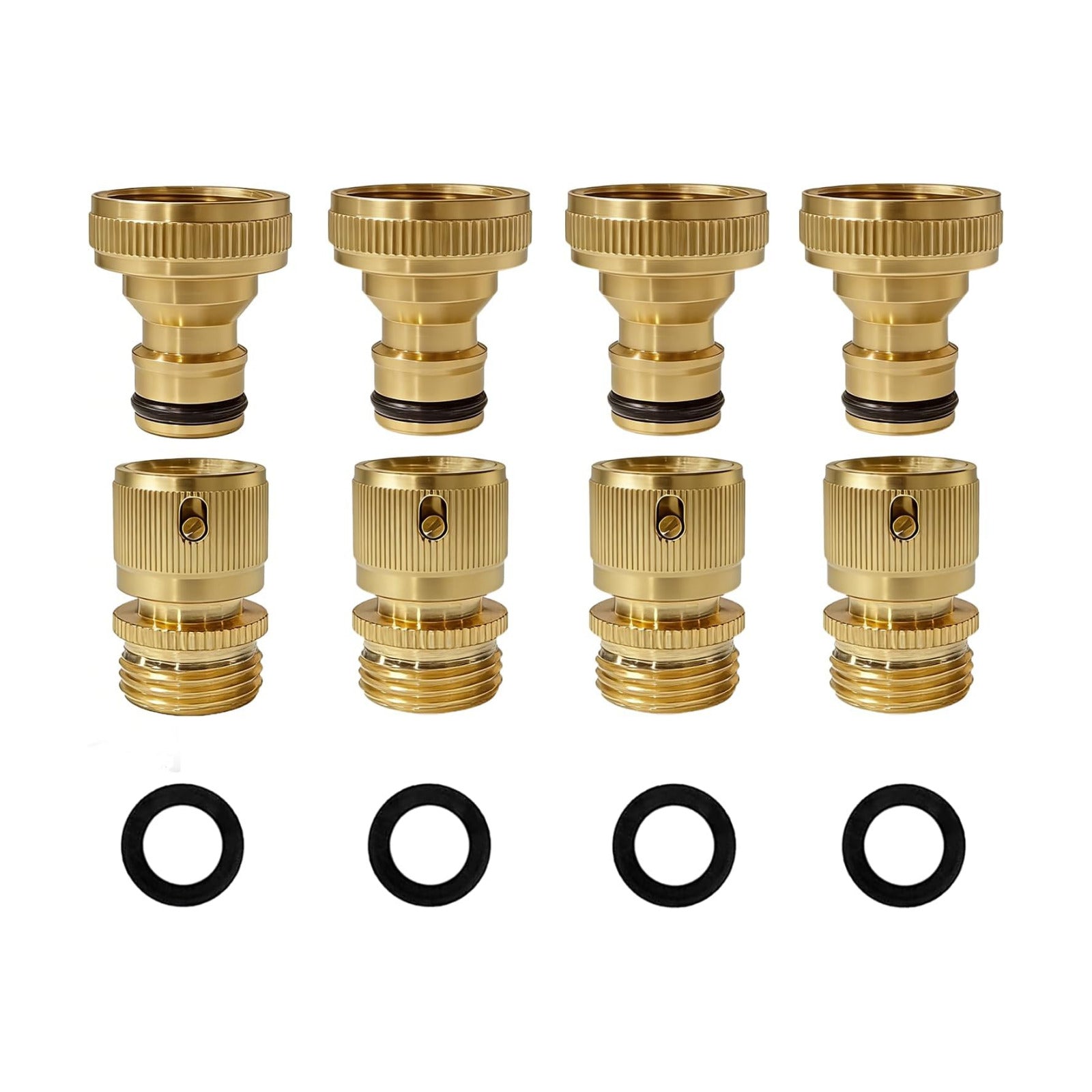 3/4 Inch GHT Solid Brass Garden Hose Quick Connect Fittings, Water Hose Connectors with Leak-Proof Seal for Outdoor