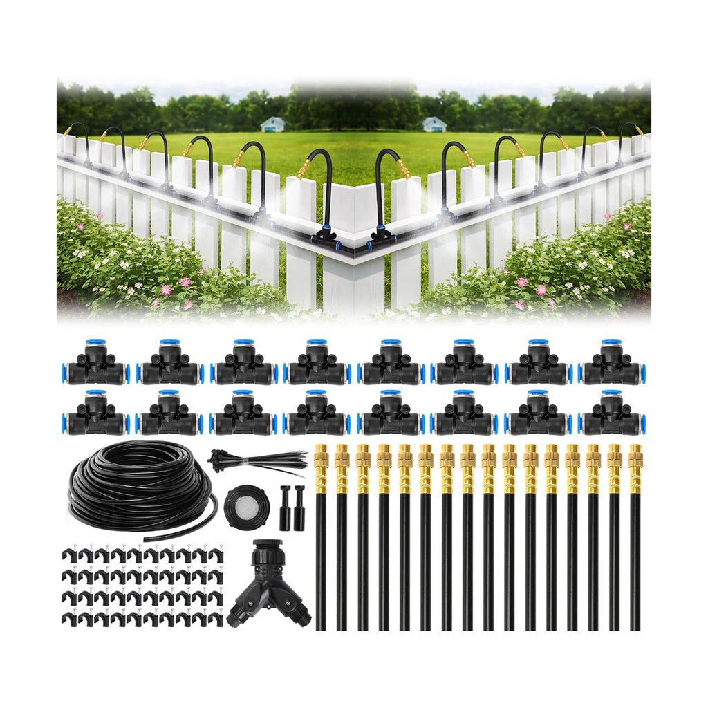 Pro-Series Drip Irrigation System, 100FT 1/4" Garden Watering System with 16pcs 360° Bendable Copper Nozzles, Leak-Free