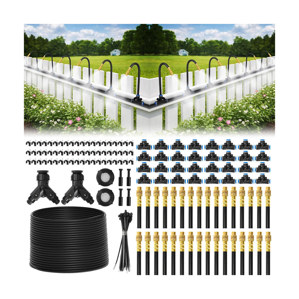 Pro-Series Drip Irrigation System, 200FT 1/4" Garden Watering System with 32pcs 360° Bendable Copper Nozzles, Leak-Free