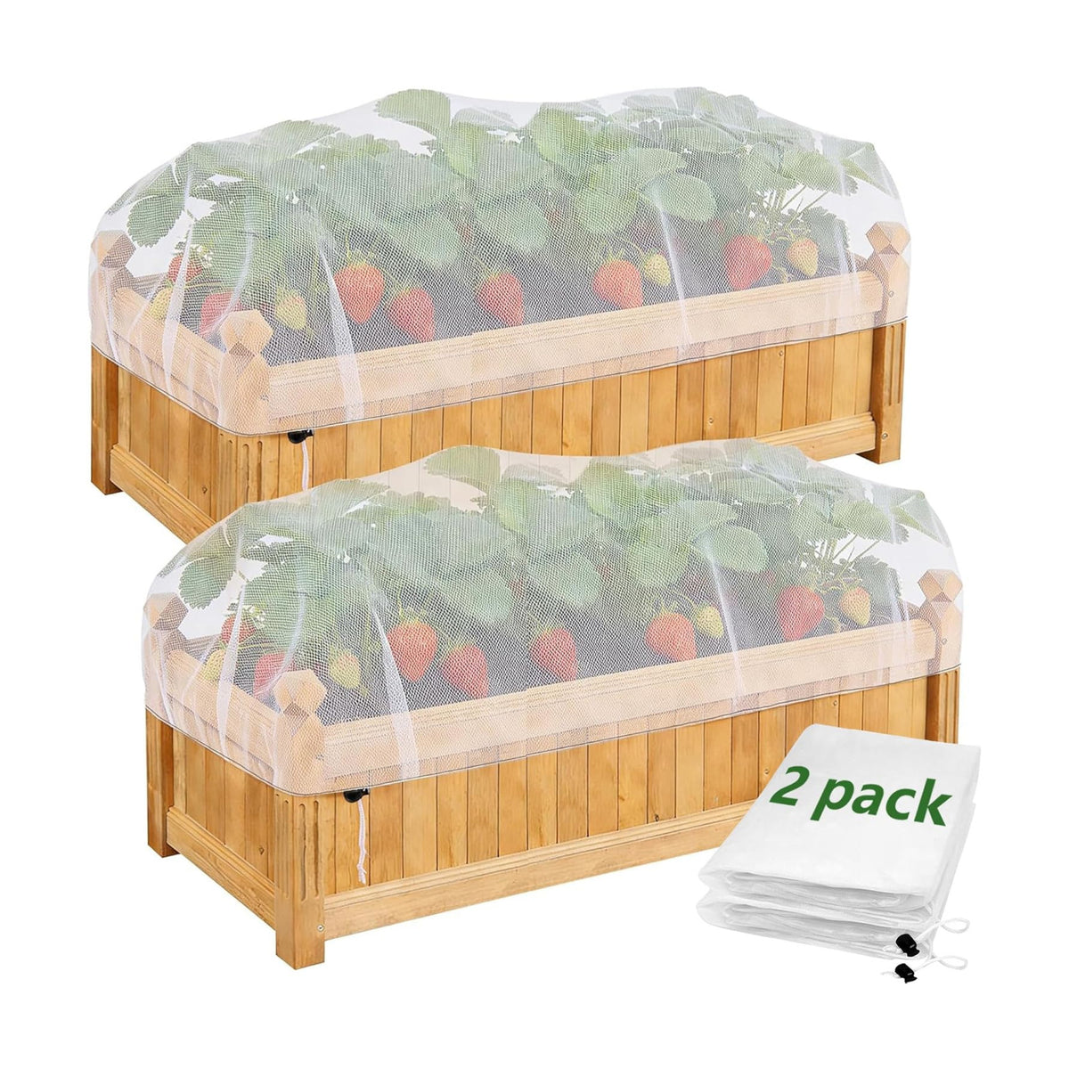 2 Pack Garden Netting for Raised Beds, 37.4" x 19.6" x 19.6" Garden Bed Insect Bird Netting Cover, Raised Garden Bed Plant Cover Mesh Pest Barrier Screen for Protecting Vegetables Fruits Flowers