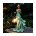 Fairy Garden Outdoor Figurines Lights, Leaf Angel Girls Statues with Solar Lantern and Bird Rustic Home Decor Outside