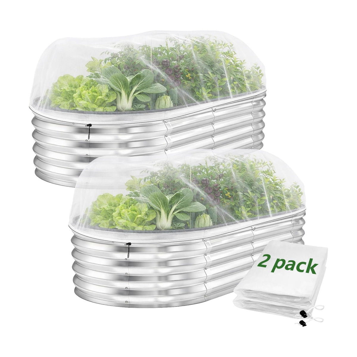 2 Pack Garden Netting for Raised Beds, 4 x 2 Ft Raised Bed Plant Covers for Garden Protection, Fine Mesh Bird Netting Pest Barrier Screen with Drawstring for Protecting Vegetables Fruits Crops