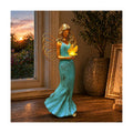 Solar Fairy Garden Statue Decor - Leaf Angel Girls with Hummingbird Figurines Lights Resin Collection Home Decoration