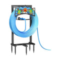 Garden Water Hose Holder 5 Spikes, Freestanding Hose Stand for Outside Yard | Water Hose Reel Stand with Storage Basket