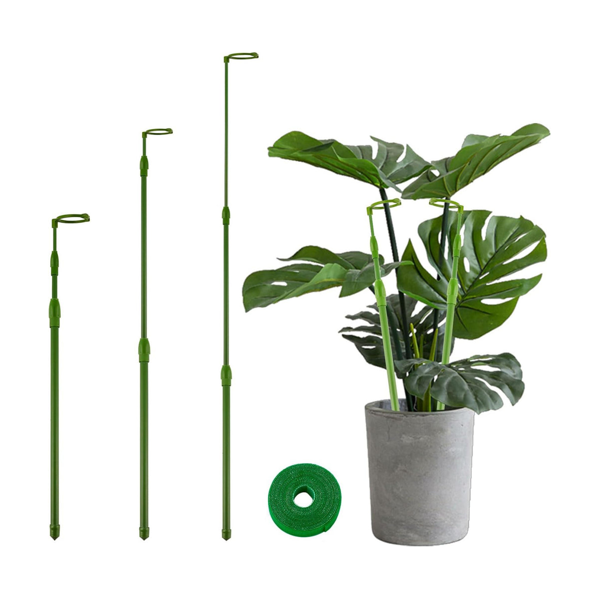Yhtpouqe 3 Pack Extendable Plant Stakes, 16.5-42.5 Inch Plant Stakes for Indoor Outdoor, Adjustable Monstera Plant Support Sticks with Clips for Clombing Plants, Vine, Orchid, Tomato, Vegetables