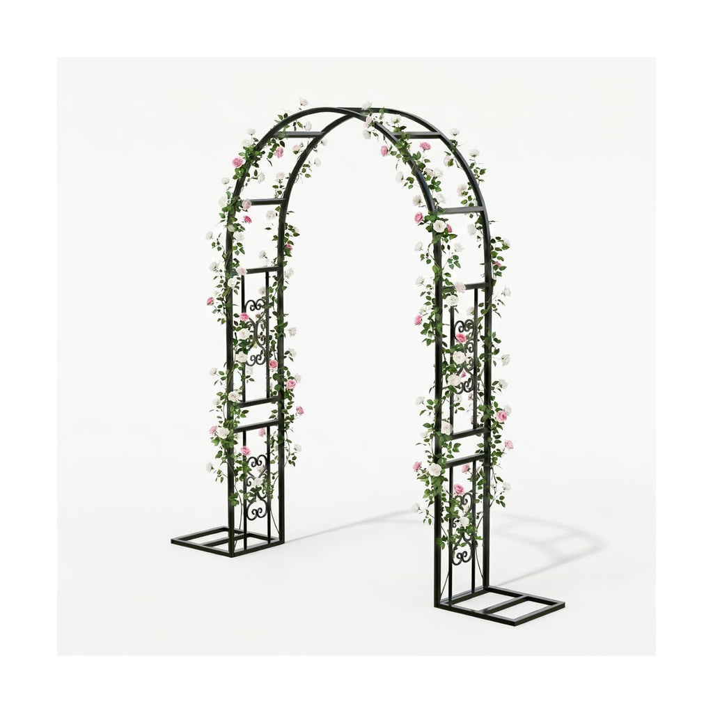 VINGLI Garden Arch Trellis, 7.6ft Arch Trellis for Climbing Plants, Metal Garden Arbor with Flat Base Design for