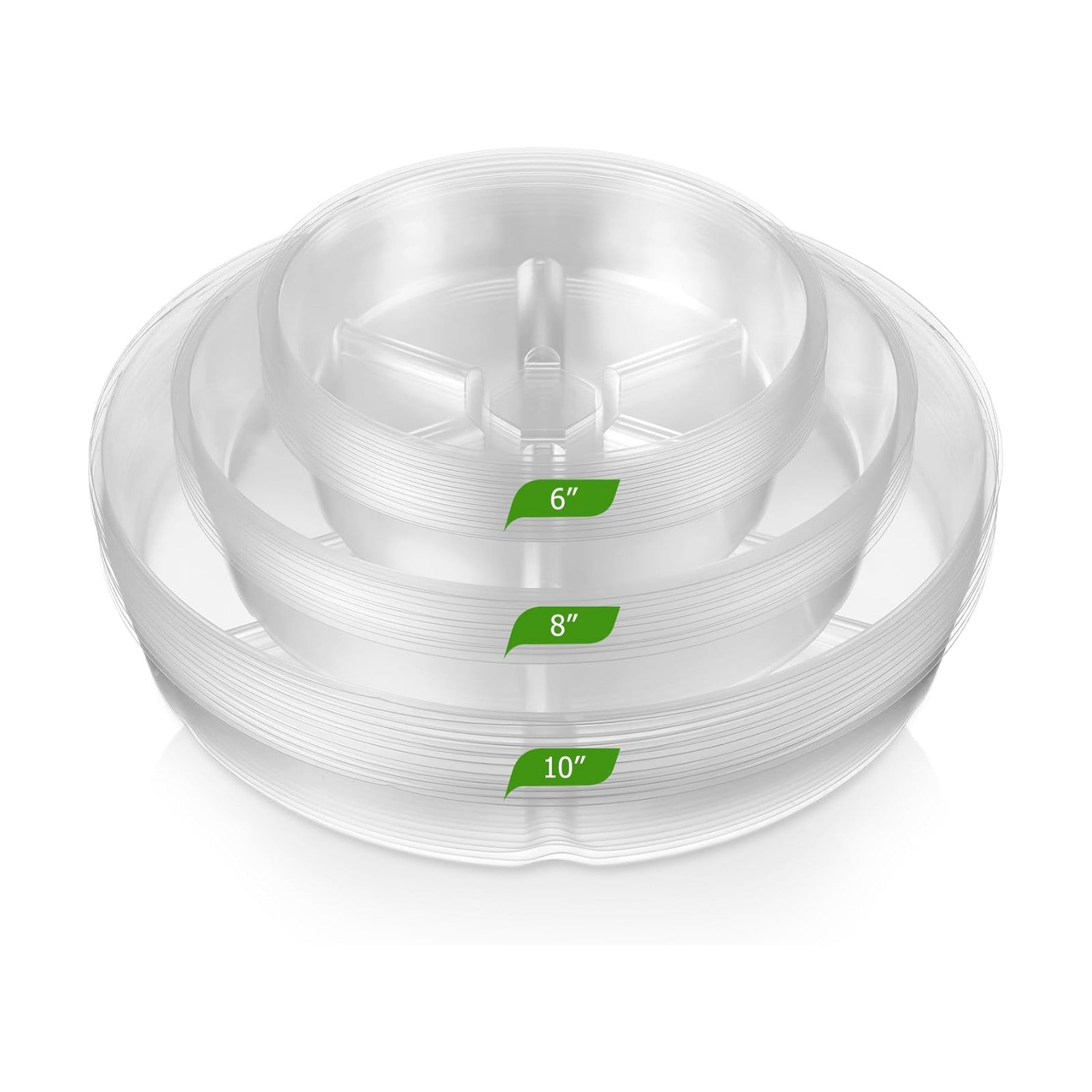 Gejoy 40 Pack Plant Saucers 6inch /8inch /10inch, Thick Durable Clear Plastic Plant Trays for Pots, Heavy Duty Drip