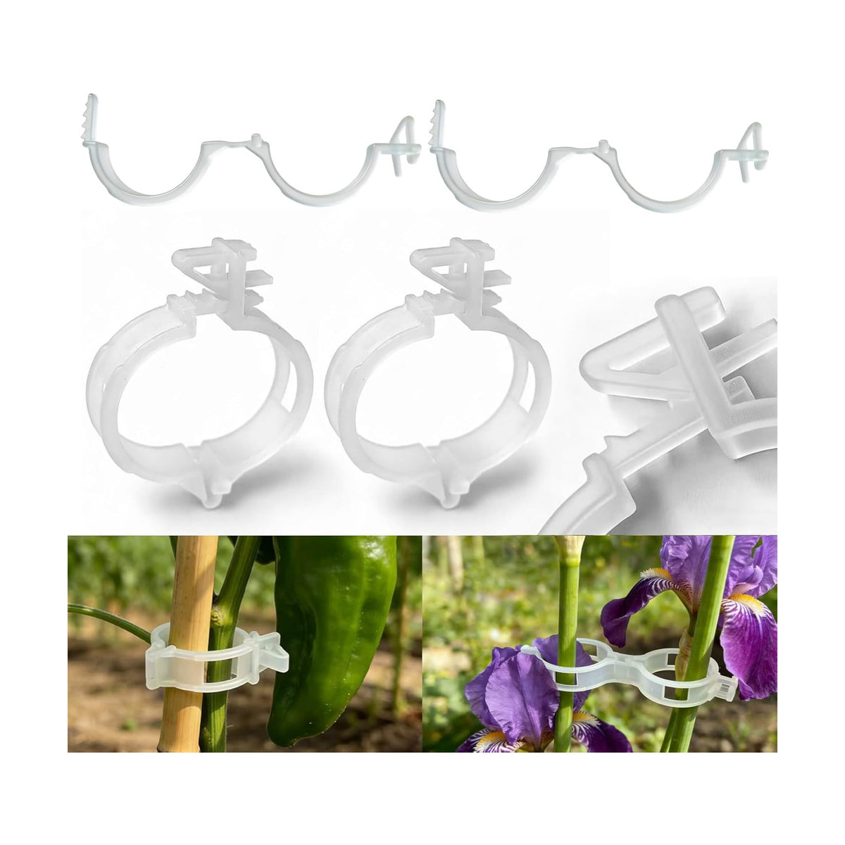 150Pcs Tomato Clips for Climbing Plants/String Trellis,2026 Adjustable Ties for Gardening,Plant Support Clips for Tomato Vine Clips,Plant Fixing Clips,Grape and Vine Vegetables（Transparent）