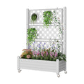 Elevated Raised Garden Bed with Trellis&Wheels,Ashen-61.2" h | Planter Box with Trellis Outdoor, Raised Planter with