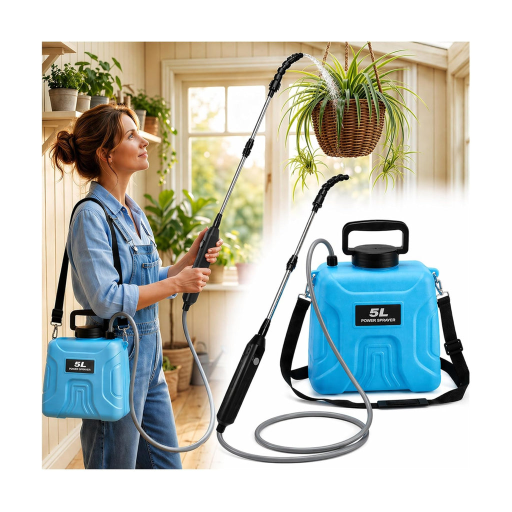 High Reach Plant Waterer with Spray Can Electric Water Sprayer | with Telescopic Wand and Water Hose, 180° Adjustable