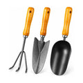 3-in-1 Heavy Duty Gardening Tools Kit, Premium Carbon Steel Garden Hand Tools with Ergonomic Wooden Handle Includes