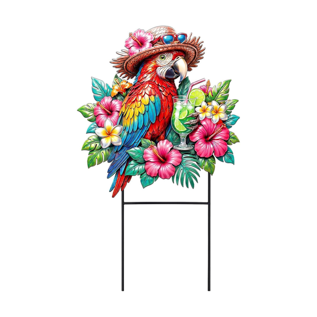 Amyhill Tropical Outdoor Decor 2026vbs Parrot Metal Garden Stakes 25 Inch Jungle Leaves Welcome Yard Signs Decorative Garden Stakes for Patio Lawn Walkway Backyard Porch Luau Rainforest Party Supplies