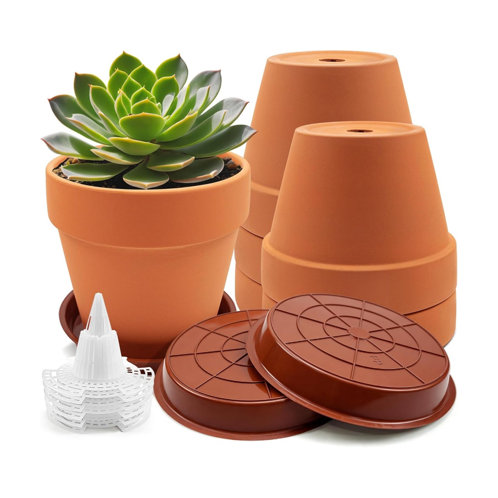 6 Pack 6 Inch Terracotta & Clay Pots with Saucer for Plants, Breathable Clay Planters Flowerpot Terra Cotta Flowerpot