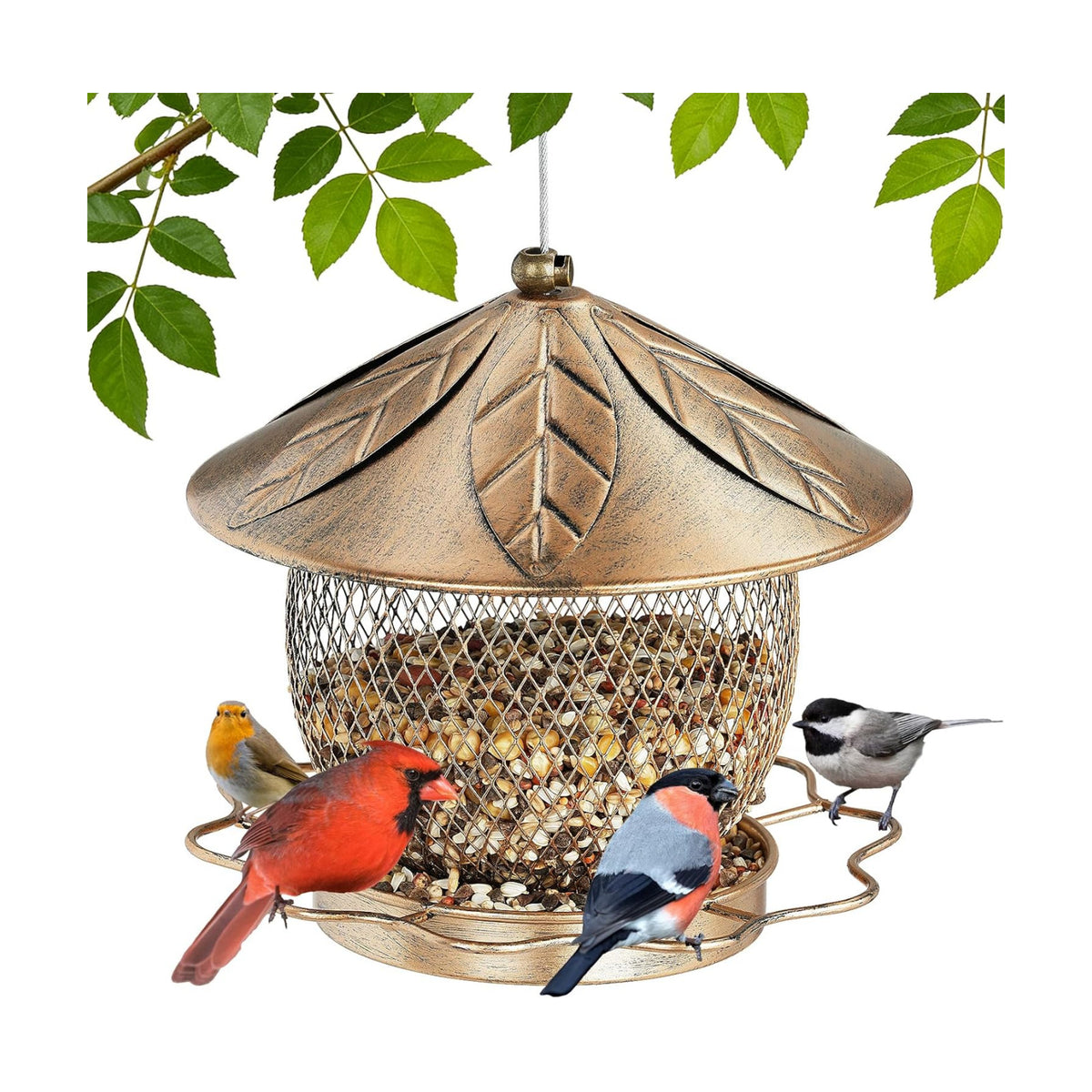 Bird Feeder for Outdoors Hanging, Heavy Duty Metal Wild Bird Feeders