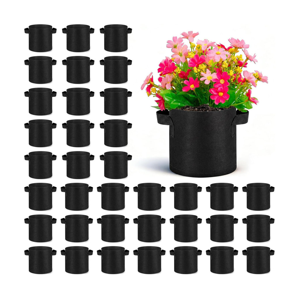 Nuanchu 36 Packs Grow Bags Bulk Aeration Fabric Pot with Handles Thickened Nonwoven Garden Bags to Healthy Root Growth