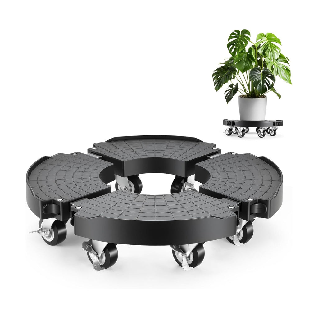 Plant Stand With 8 Locking Wheels,15-21In Adjustable Rolling Plant Stands | General Large Plant Rolling Tray Indoor