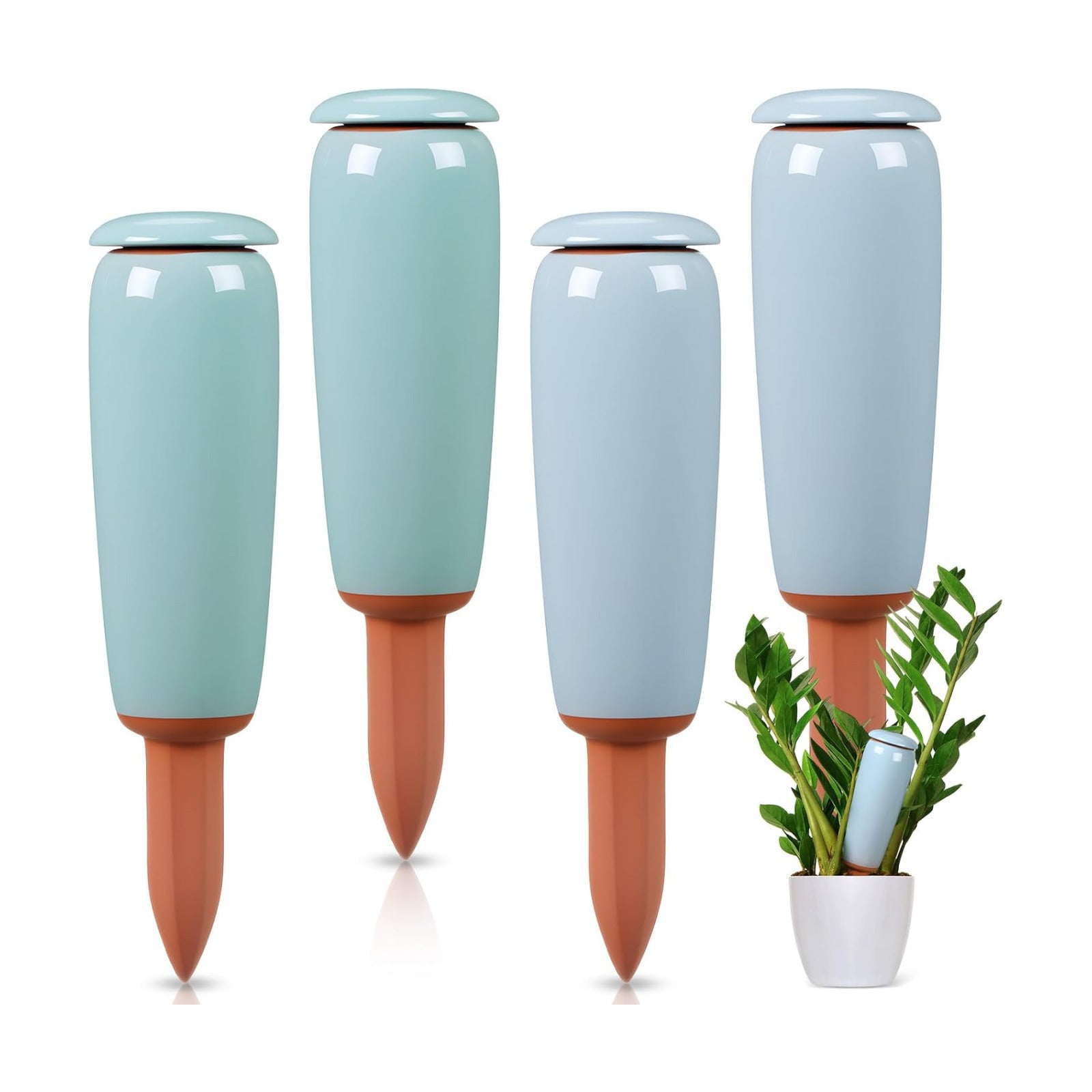 LemonRoad 4 Pack Terracotta Watering Spikes Plant Self Watering Globes Devices Large 17.5 oz Potted Plant Waterer