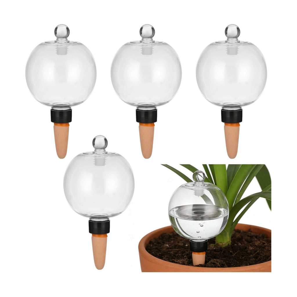 4 PCS Large Plant Self-Watering Globes, 16.9 oz Slow Release Watering Bulb with Ceramic Spike Stake, Top Fill Plastic