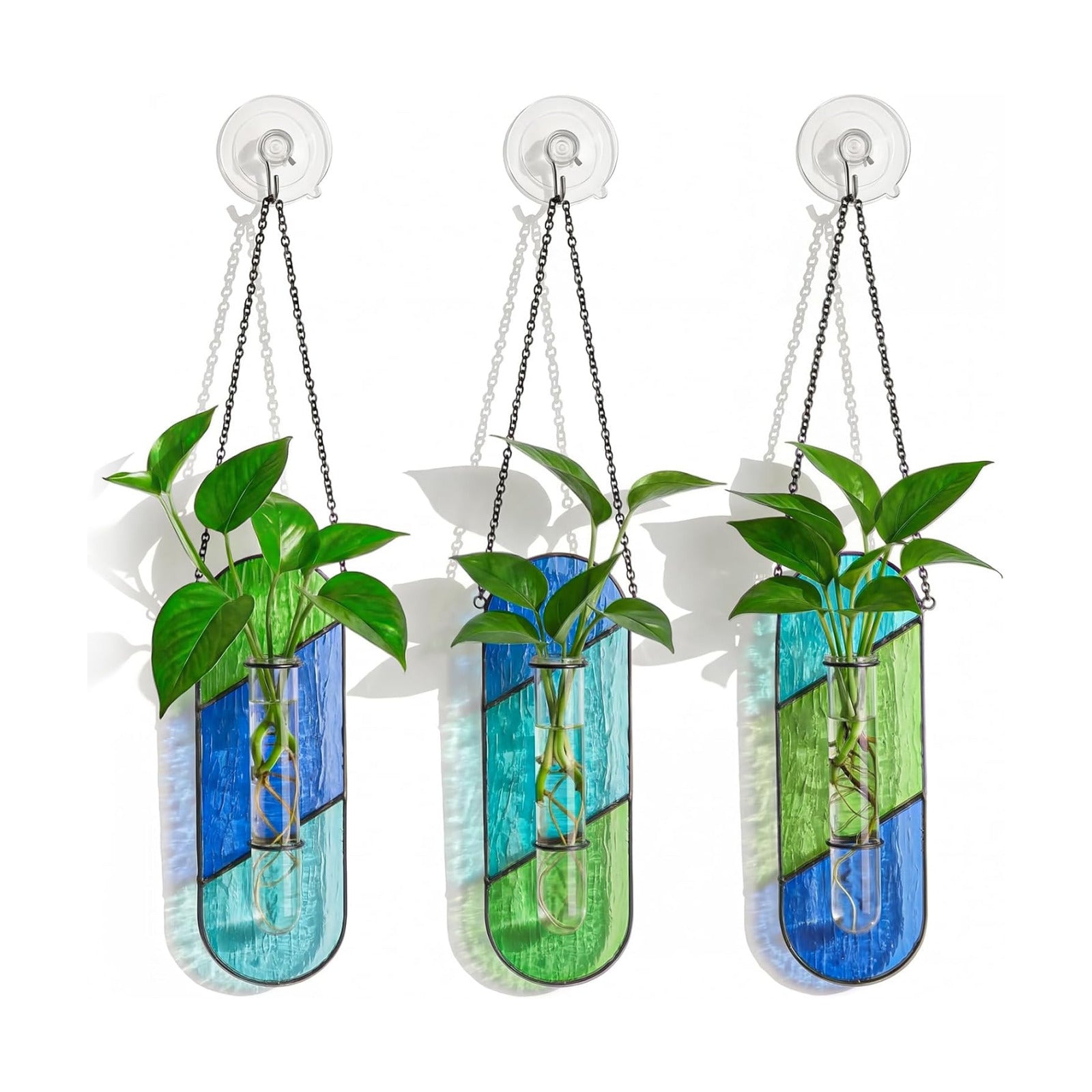 3 Pcs Stained Glass Window Hanging Decor, Plant Propagation Station | Window Propagation Stations, Planters with