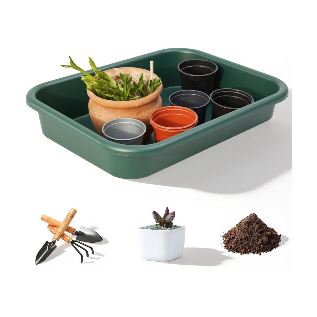 Vesici 1 Pcs Garden Tidy Trays Potting Tray for Seeding Growing, Green | Soil Mixing, Repotting Mat, Large Plant Trays