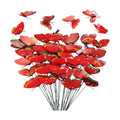 30PCS Red Butterfly Decor Artificial Butterflies for Outdoor Garden Decor