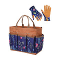 2 Pcs Large Floral Tote Bag and Garden Gloves,Classic,Brown | Heavy Duty Gardening Tools Gifts for Women, Thorn