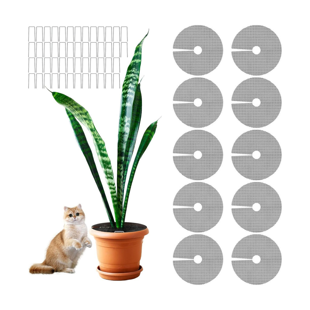 10Pcs Plant Pot Grids,11.8Inch Plant Pot Cover with 30 U-Shaped Nails, Cat Proof Protector for Potted Plants,Dig-Free