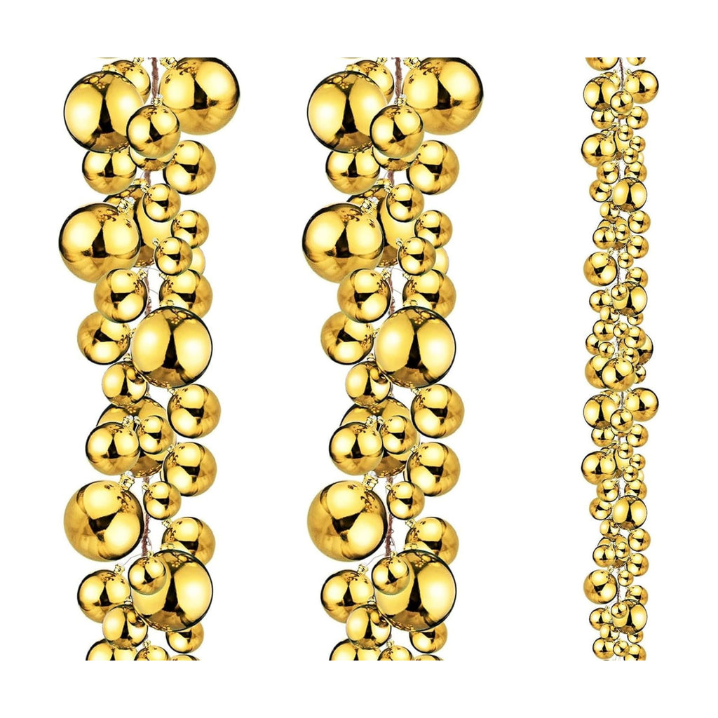2 Pcs 9 ft Christmas Ball Garland Ornaments, Gold