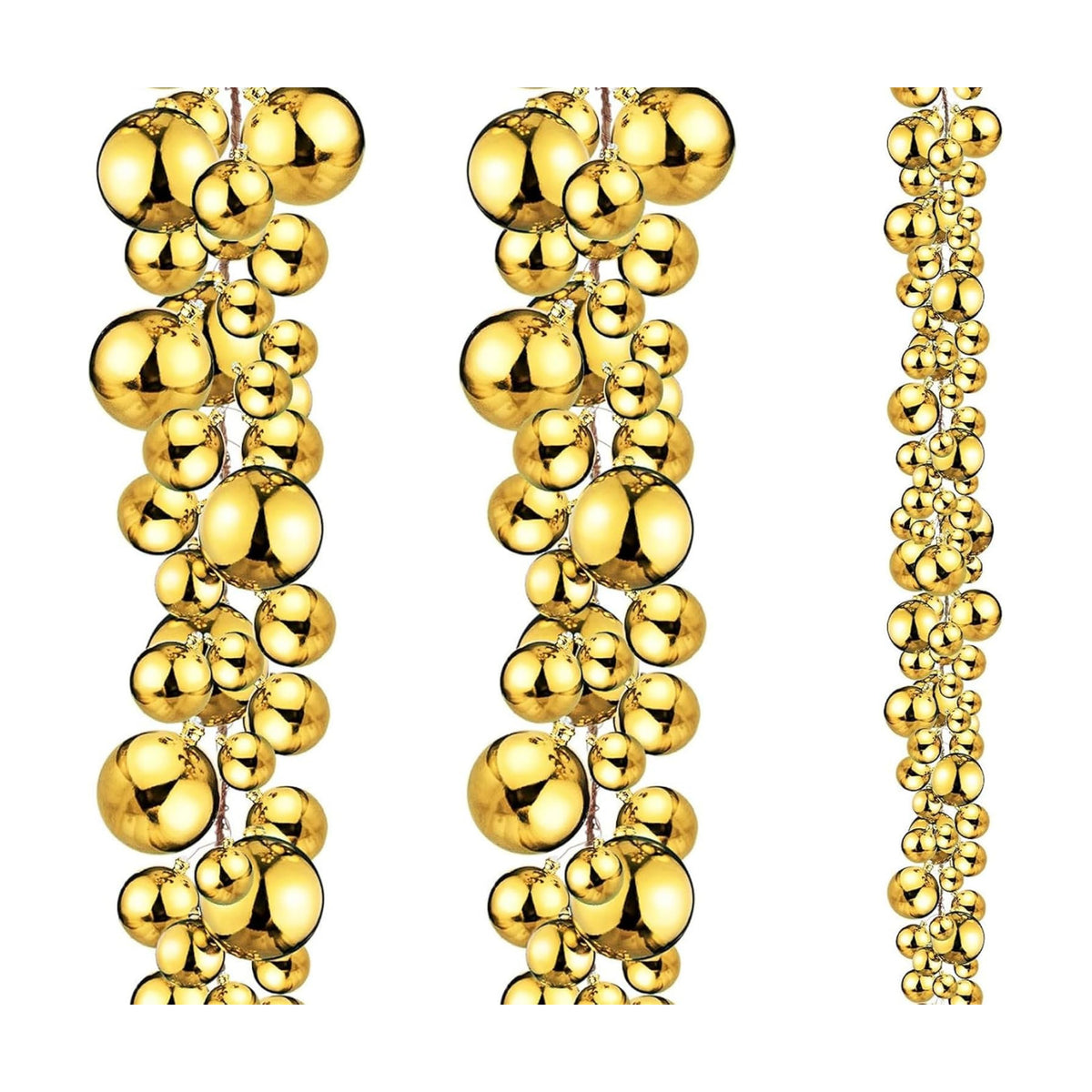 2 Pcs 9 ft Christmas Ball Garland Ornaments, Gold