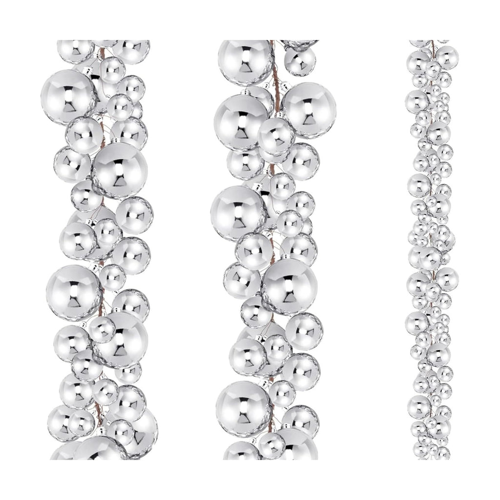 2 Pcs 15 ft Christmas Ball Ornament Garland, Silver