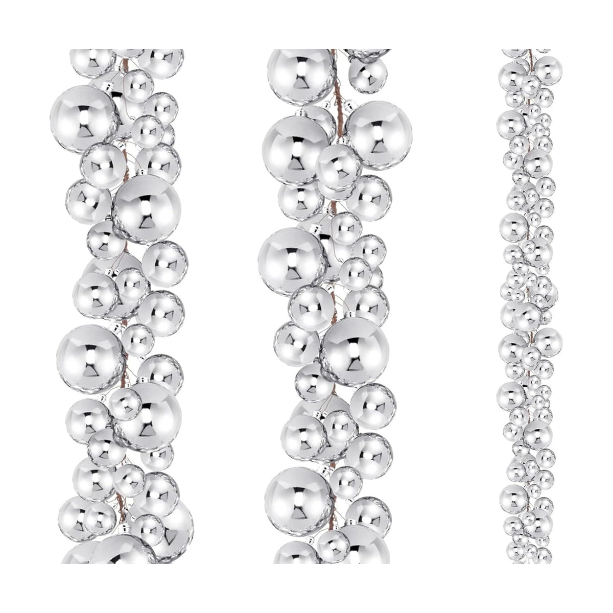 2 Pcs 15 ft Christmas Ball Ornament Garland, Silver