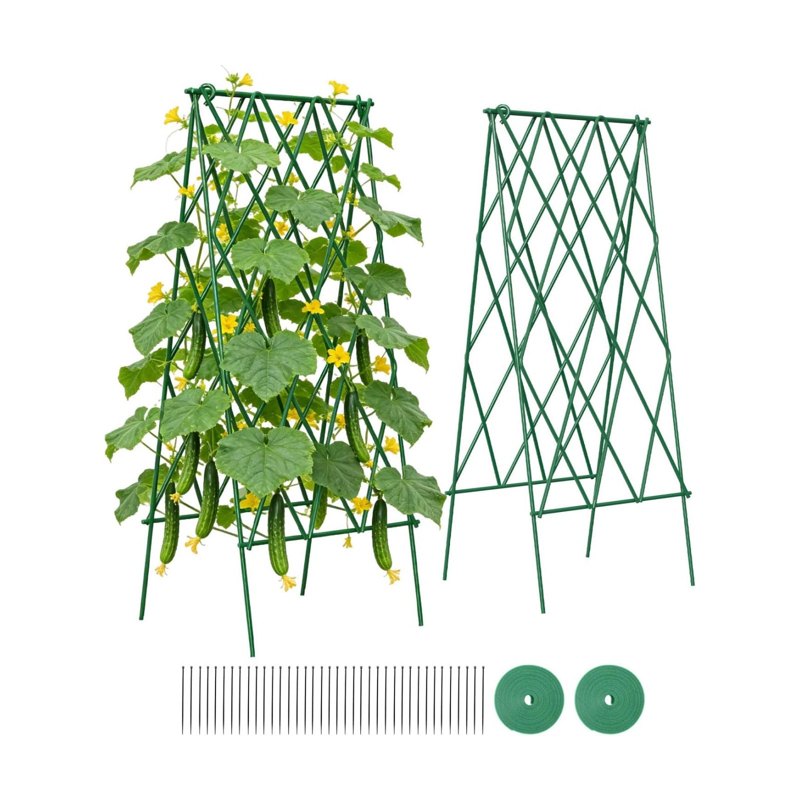Suteck Cucumber Trellis 39.2" 2 Pack A-Frame, Foldable Metal | Garden Trellis for Cucumbers, Peas, Beans & Climbing