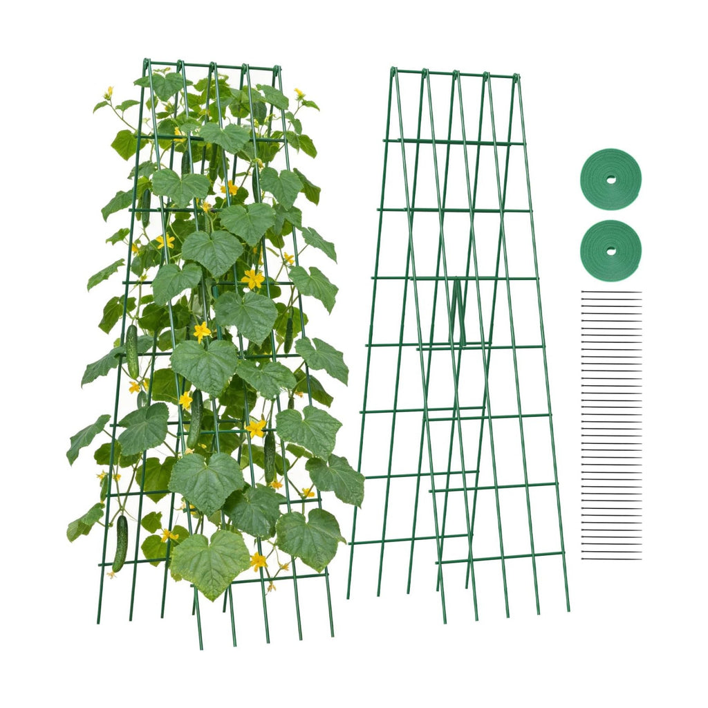 Suteck A-Frame Cucumber Trellis 59.4" 2 Pack, Foldable Metal | Garden Trellis for Cucumbers, Peas, Beans & Climbing
