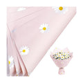 LeZakaa 20 Sheets Pink Daisy Flower Wrapping Paper, Waterproof Florist Daisy Bouquet Wrap, Korean Style Floral Paper for for Birthday, Graduation, Mothers Day, Valentines, 22 x 22 Inches