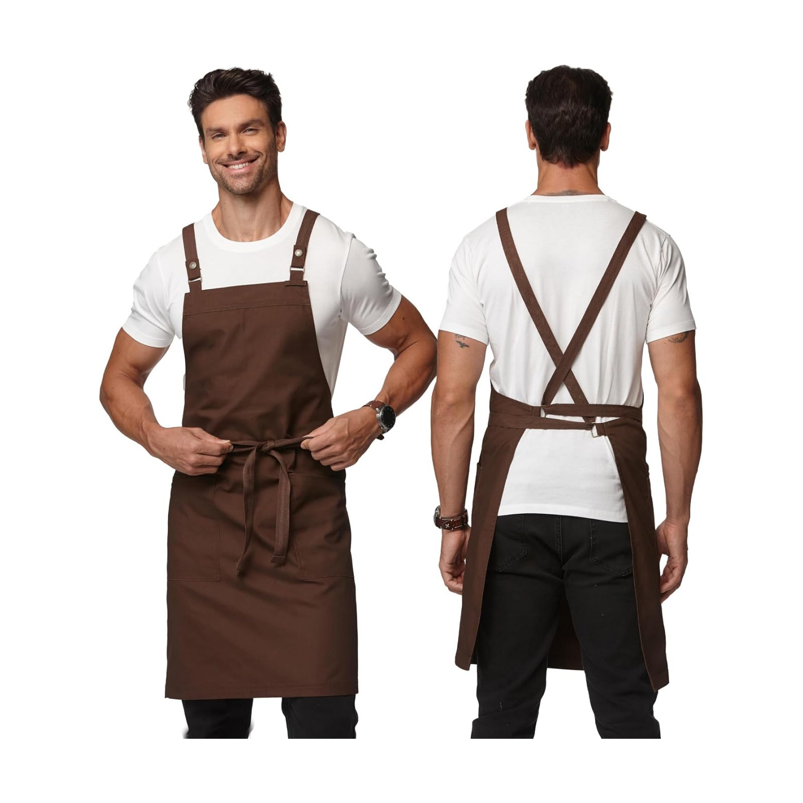Cross Back Apron Grilling Kitchen Gardening with pockets 4251JC