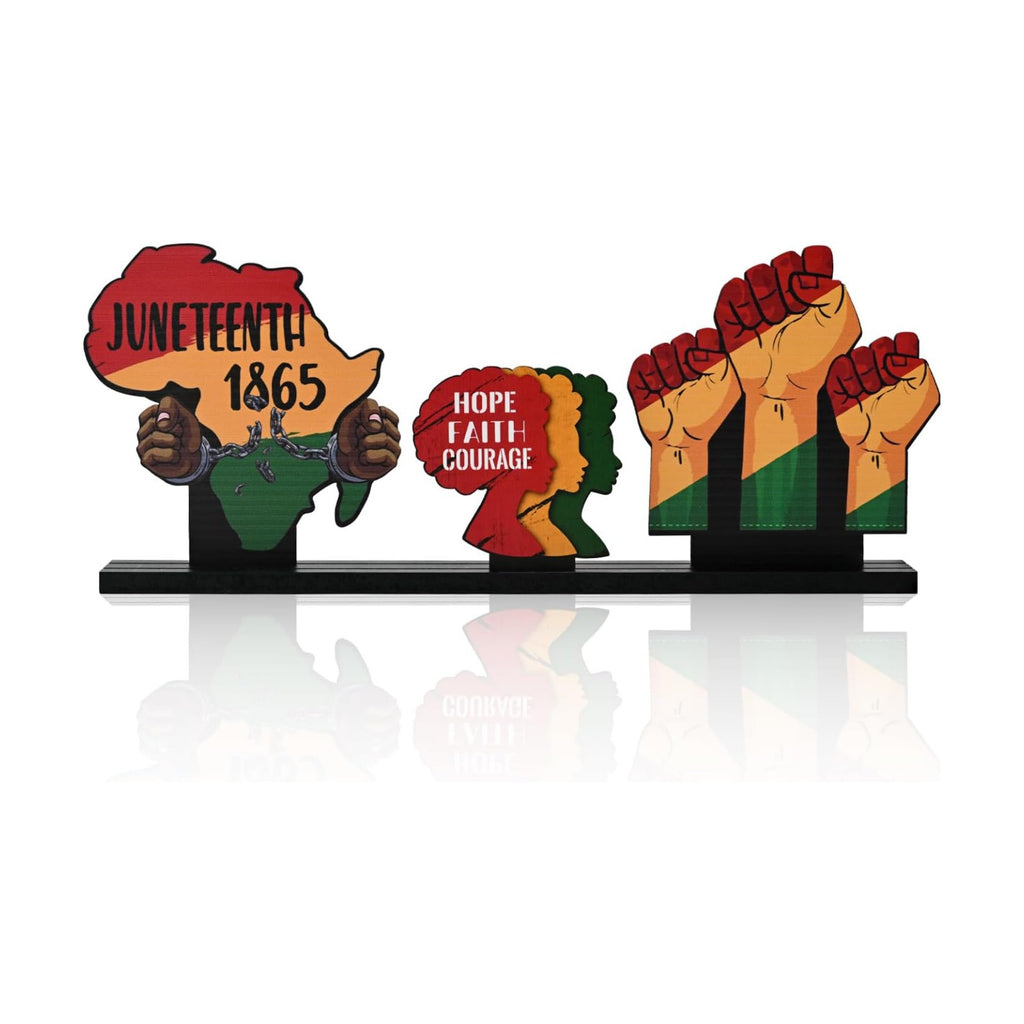 Smile Juneteenth Wooden Decor, Hope Faith Courage Desktop Signs Black History Month Black Pride Gifts